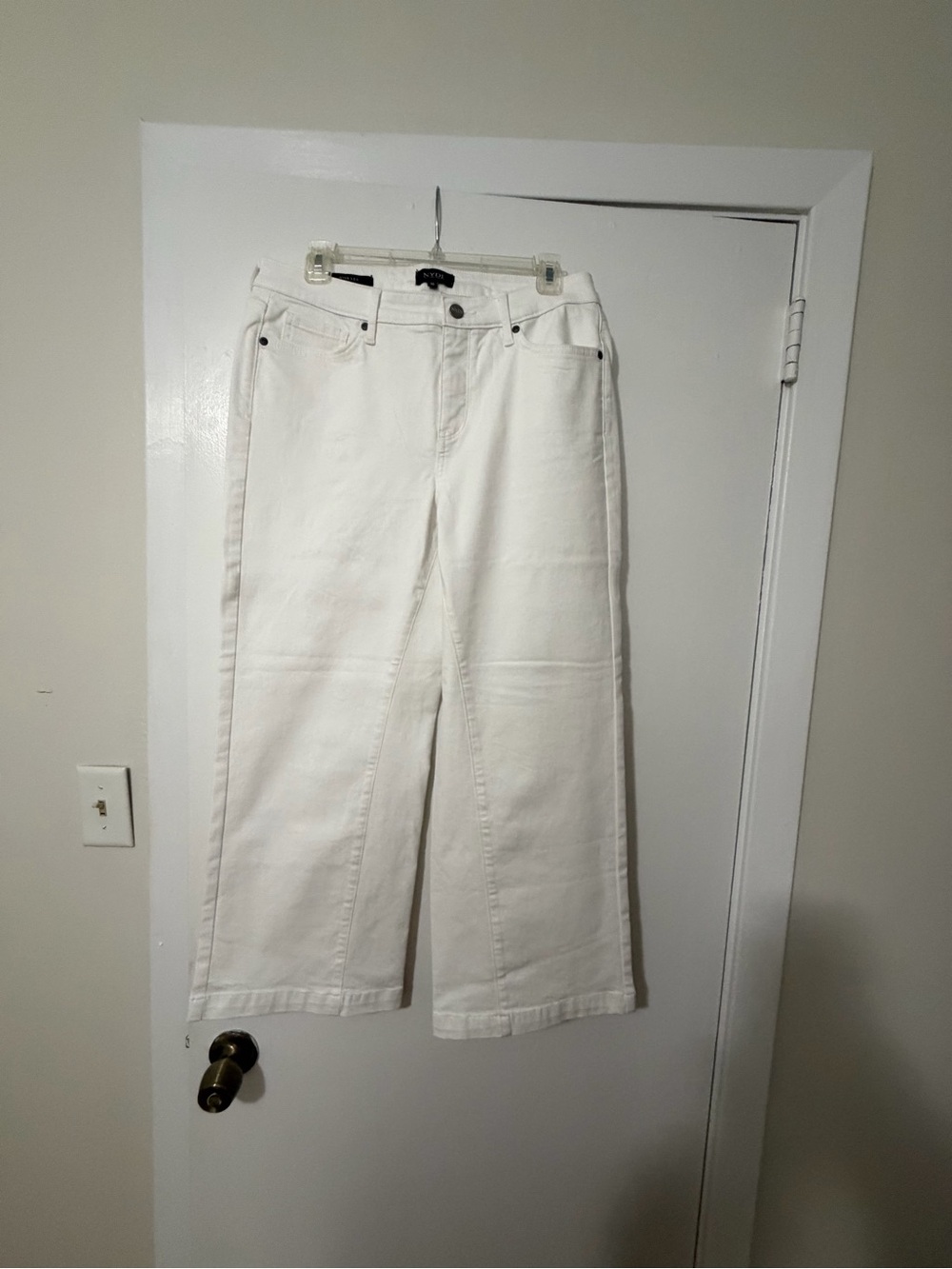 NYDJ Women's White Wide-Leg Jeans
